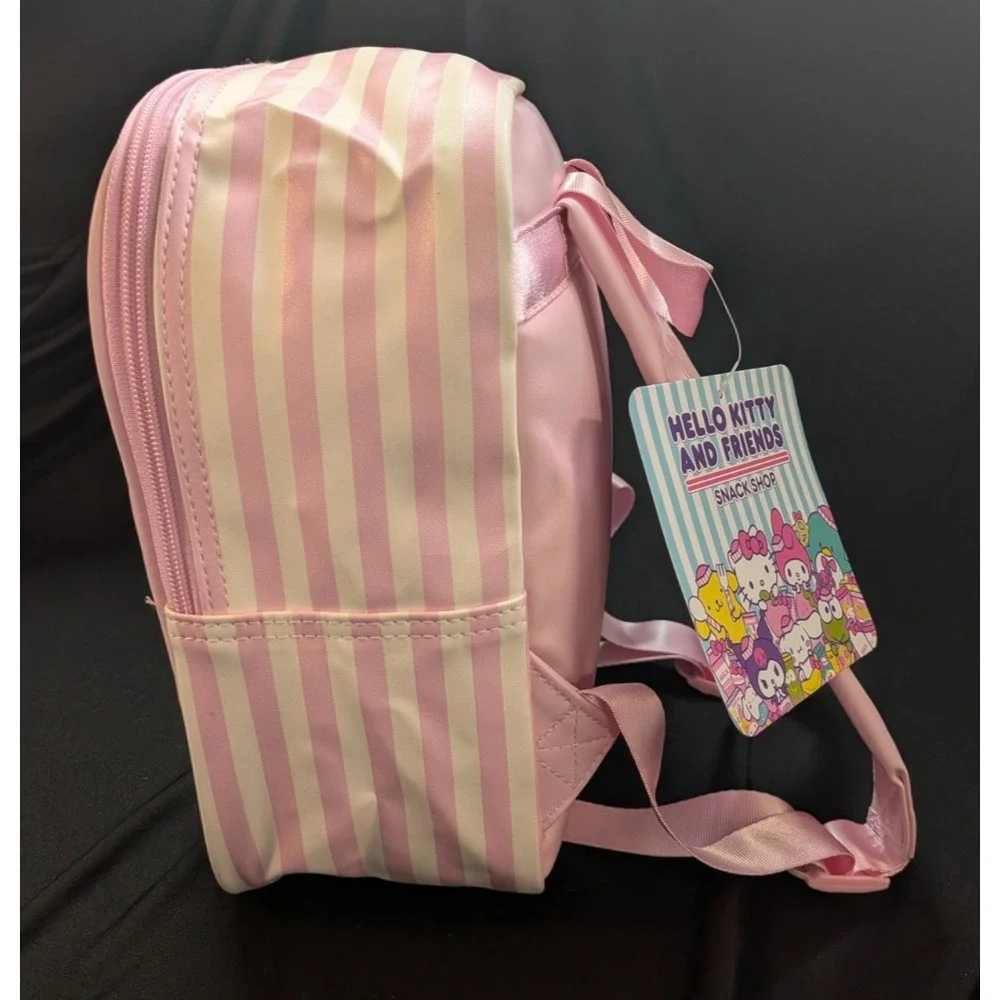 Hello Kitty and Friends Snack Shop Mini Backpack Faux Leather Zip, Pink/White
